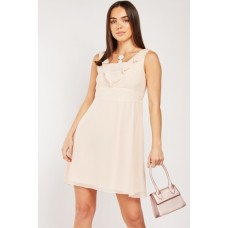 Frilly Trim Sheer Chiffon Dress