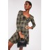 Front Bow Checkered Textured Dress