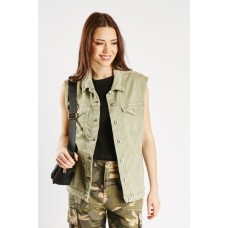 Front Flap Pockets Khaki Gilet