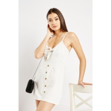 Front Knot Cotton Mini Dress