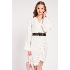 Gathered Belted Wrap Dress