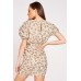 Gathered Front Floral Mini Dress