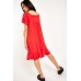 Gathered Front Red Swing Dress