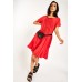 Gathered Front Red Swing Dress