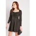 Gathered Long Sleeve Swing Dress