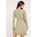 Gathered Sleeve Floral Shift Dress