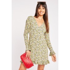 Gathered Sleeve Floral Shift Dress