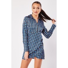 Geo Print Silky Mini Dress