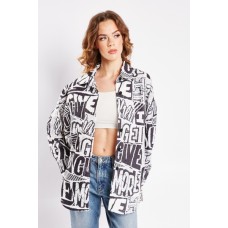 Graphic Print Dropped Shoulder Shacket