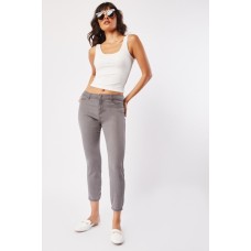 Grey Mid Rise Cropped Jeans