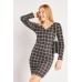 Grid Check Textured Mini Dress