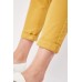 High Waist Partly Cotton Plain Trousers