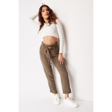 High Waist Striped Paperbag Trousers