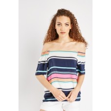 Horizontal Striped Off Shoulder Top