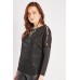 Lace Insert Perforated Blouse