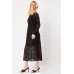 Lace Overlay Long Sleeve Maxi Dress