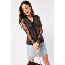 Lace Sleeve Silky Blouse