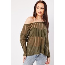 Ladder Sheer Jersey Knit Top