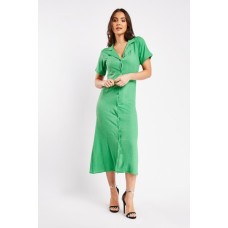 Lapel Collar Crinkle Dress