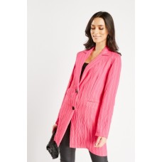 Lapel Front Crinkled Striped Blazer