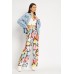 Large Floral Print Wide Leg Trousers