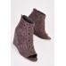 Laser Cut Open Toe Wedge Boots