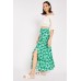 Leaf Pattern Side Slit Maxi Skirt