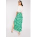 Leaf Pattern Side Slit Maxi Skirt