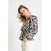 Leaf Print Long Sleeve Blouse