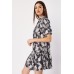 Leaf Print Short Sleeve Mini Dress