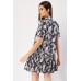 Leaf Print Short Sleeve Mini Dress