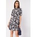 Leaf Print Short Sleeve Mini Dress