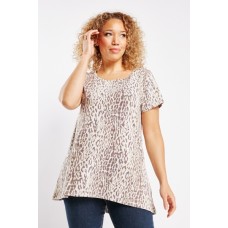 Leopard Print Short Sleeve Tunic Top