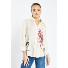 Linen Graphic Print Shirt