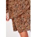 Long Gathered Sleeve Animal Print Dress