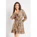 Long Sleeve Animal Print Wrap Dress