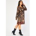 Long Sleeve Printed Shift Dress