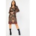 Long Sleeve Printed Shift Dress