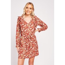 Long Sleeve Vintage Print Dress