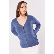 Low Neck Buttoned Knit Cardigan