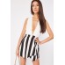 Low Plunge Striped Wrap Playsuit