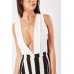 Low Plunge Striped Wrap Playsuit