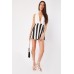 Low Plunge Striped Wrap Playsuit