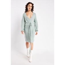 Low Plunge Wrap Knit Dress