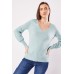 Low V-Neck Thin Knit Top