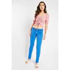 Low Waist Belted Skinny Trousers