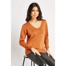 Lurex V-Neck Knit Top