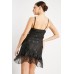 Mesh Overlay Frill Mini Dress