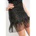 Mesh Overlay Frill Mini Dress