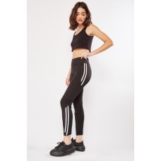 Mesh Panel Striped Side Leggings